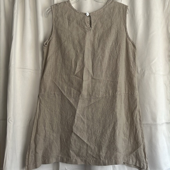 bryn Walker Pira Light tan Beige Linen Sleeveless Oversize Split Side Tank Small - Picture 3 of 7